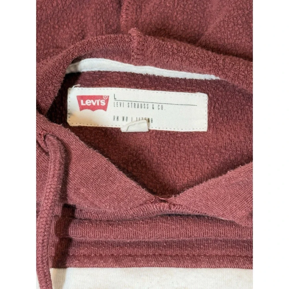 Levi's Hoodie Mens Large Pullover Sweatshirt Long Sleeve‎ Throwback Fleece Lined